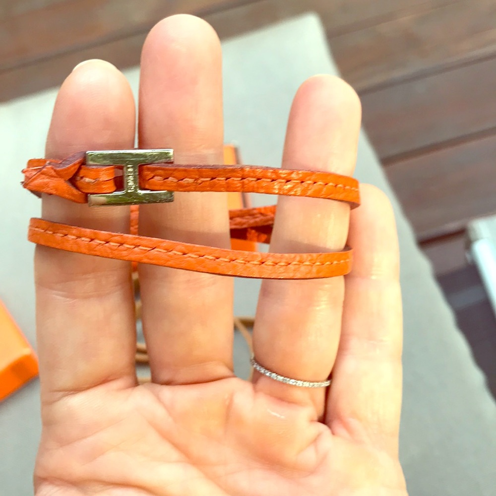 Hermes leather wrap with silver H